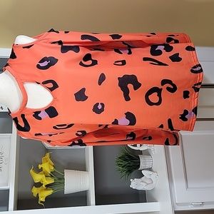Leopard Orange and Purple Cold Shoulder Top